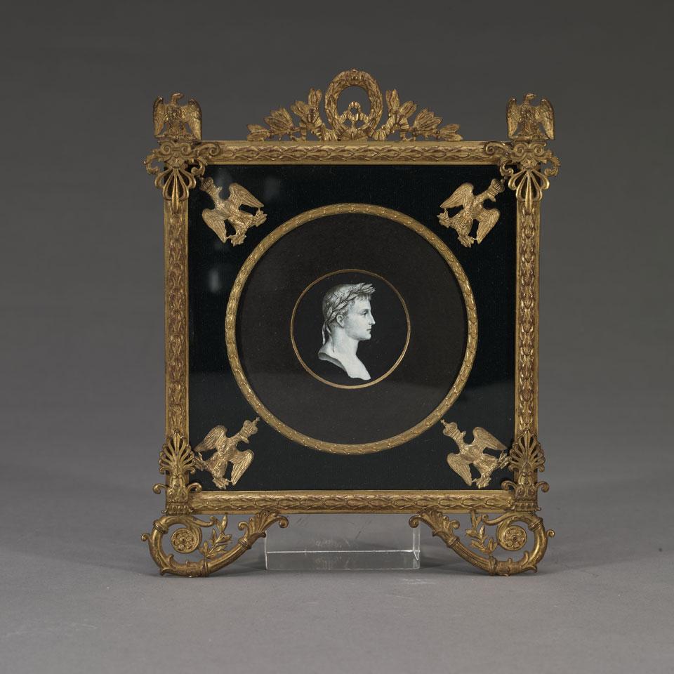 French Portrait Miniature of Napoleon as Caesar in Ormolu Frame, late 19th century