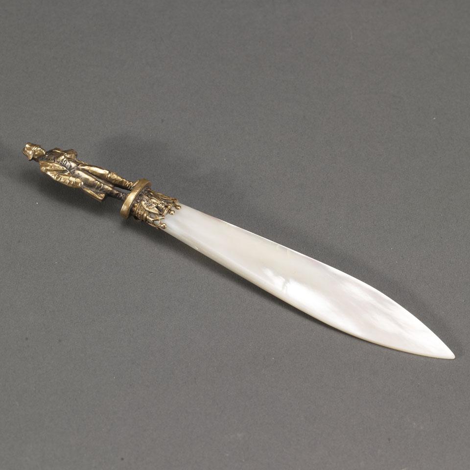 Ormolu Mounted Abalone Letter Knife, early 20th century