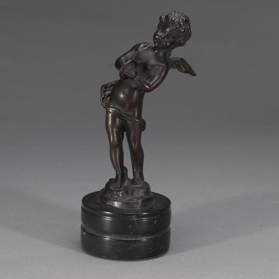 French Patinated Bronze Figure of a Cherubic Musician after Moreau, 19th century
