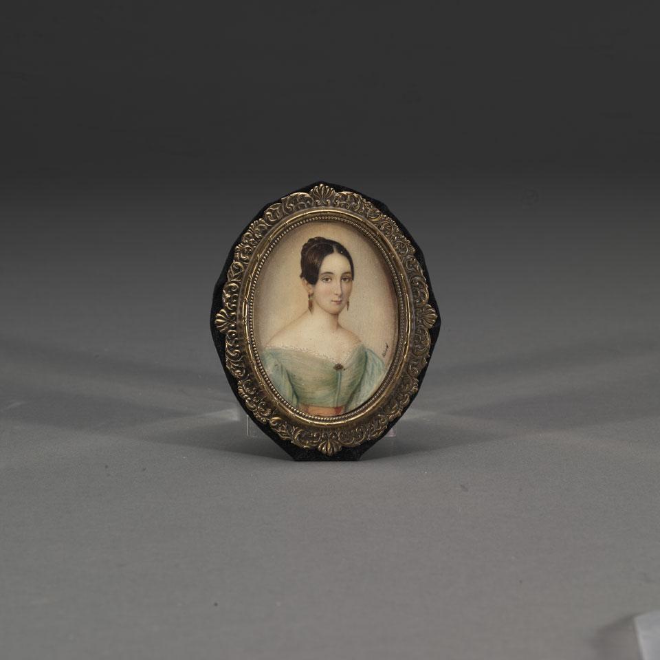 Two French Portrait Miniature Ivory Ovals, late 19th century