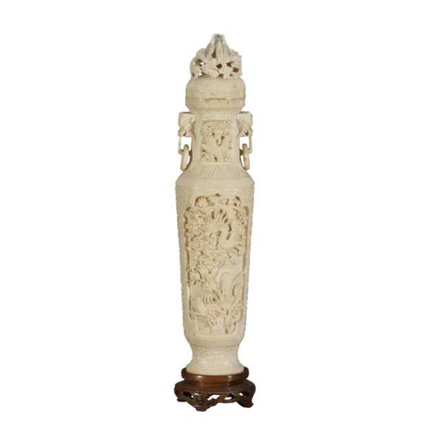 Ivory Carved Vase and Cover