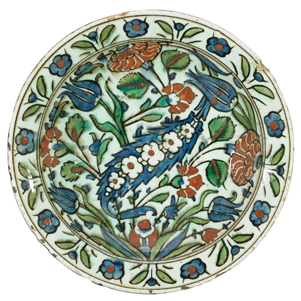 Iznik-Style Floral Dish, Turkey, 19th Century or Earlier
