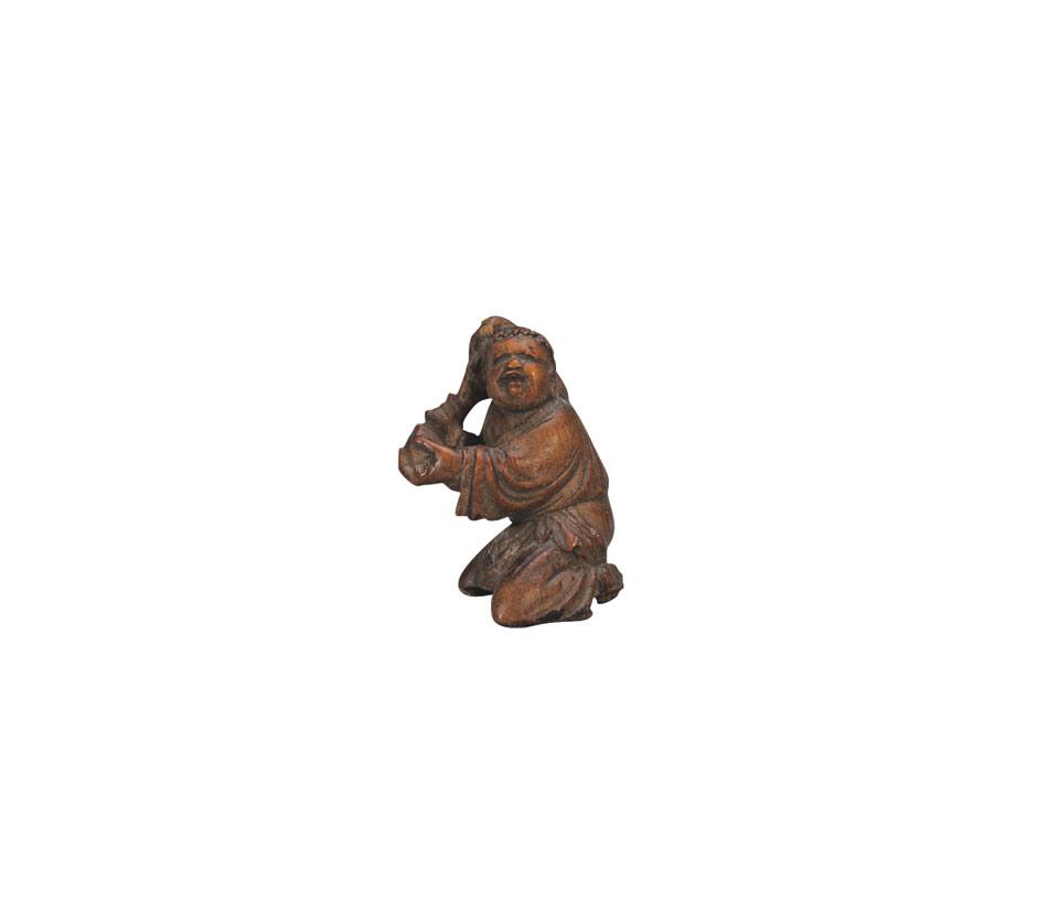 Small Bamboo Carving of a Boy, Qing Dynasty