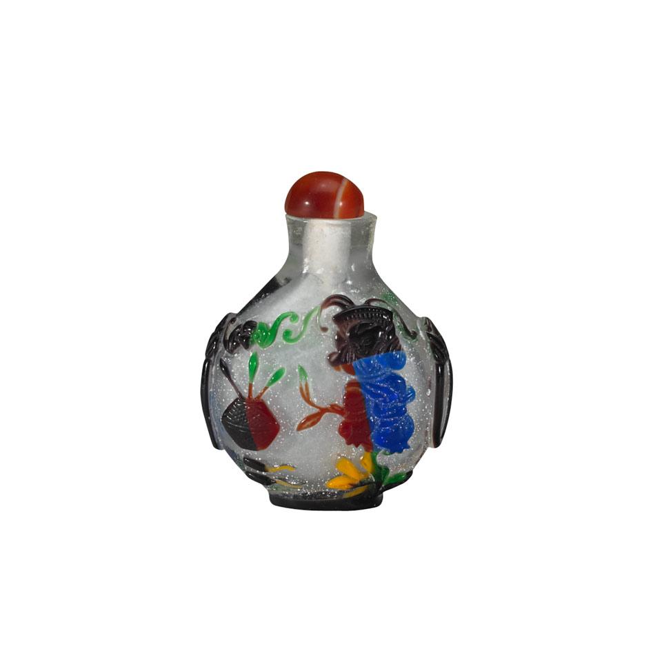 Five-Colour Overlay Glass Snuff Bottle, 19th Century