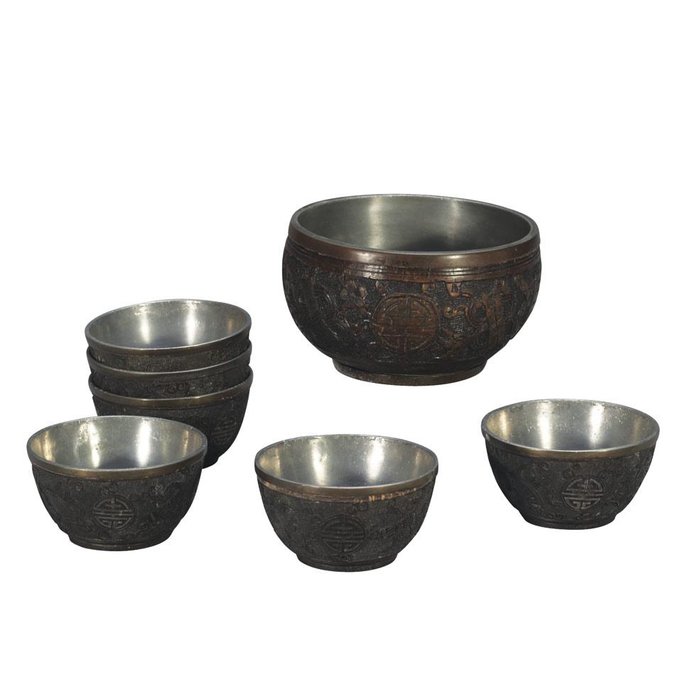 Set of Seven Coconut Vessels, Qing Dynasty 