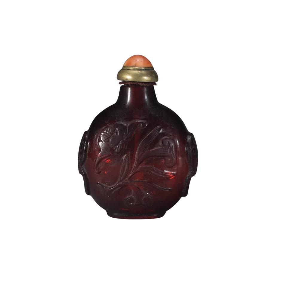 Red Peking Glass Snuff Bottle, 19th Century