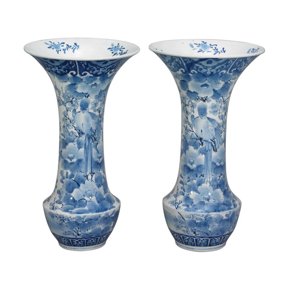 Pair of Blue and White Arita Vases, Meiji Period, 19th Century