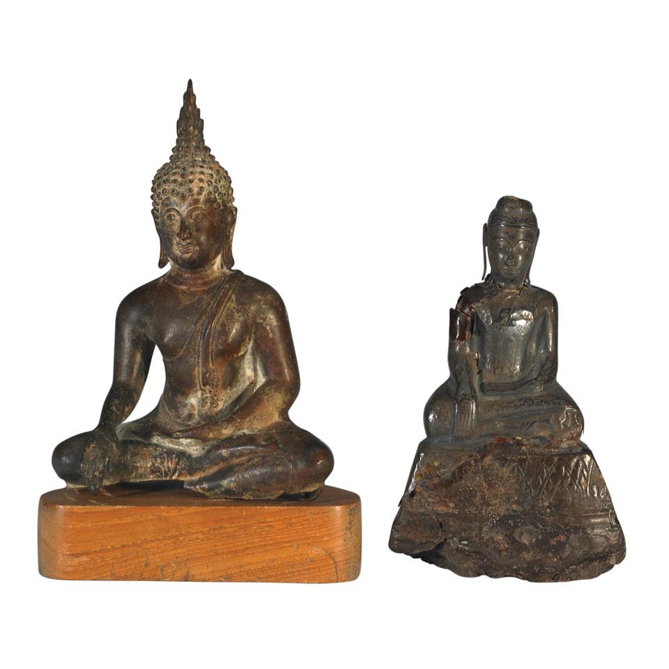 Two Seated Figures of Buddha, Thailand and Burma, 18th/19th Century