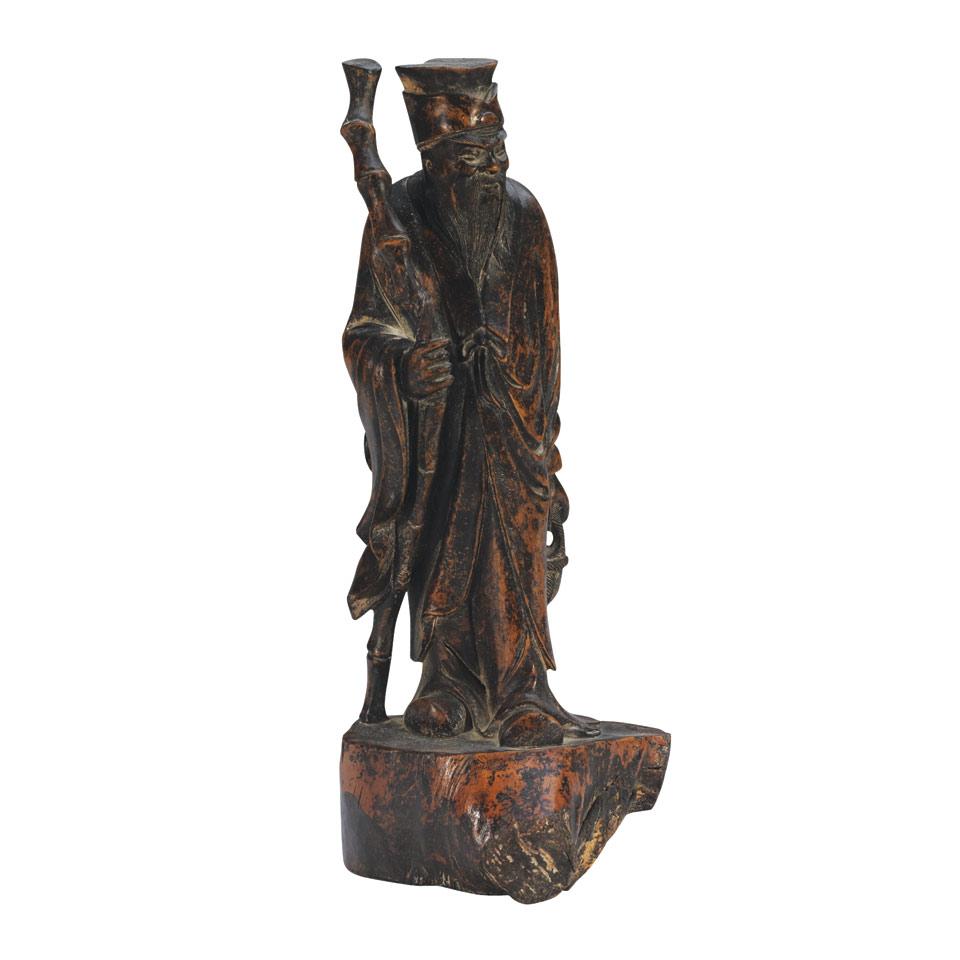 Lacquered Hardwood Scholar, Qing Dynasty, 19th Century