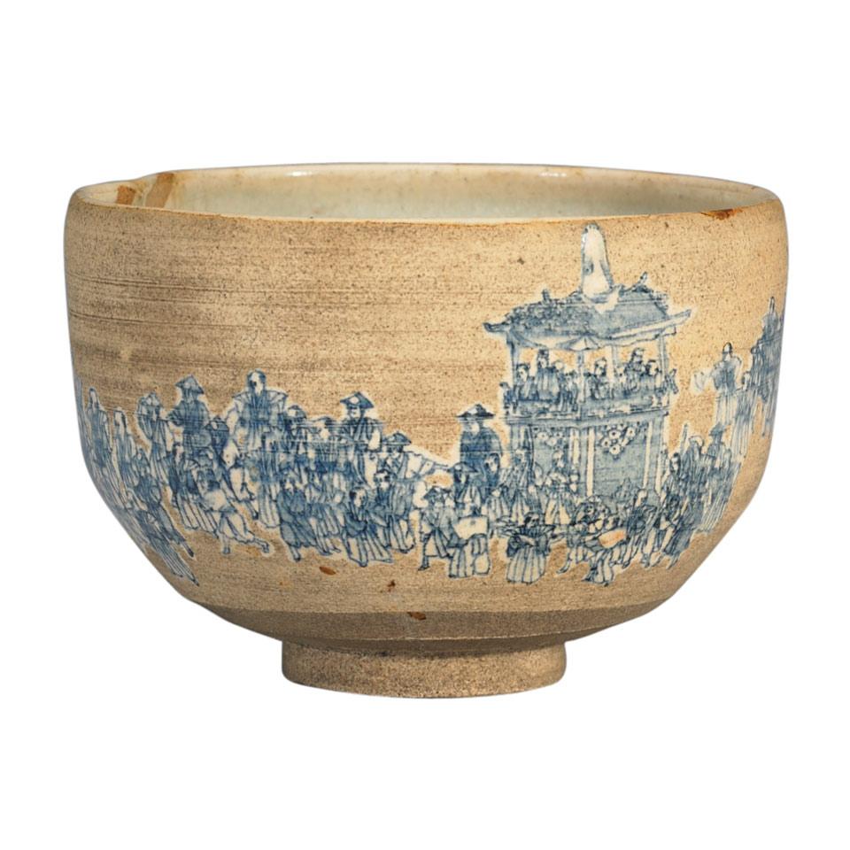 Ninsei-Style Tea Bowl, Mark of Meizan, 19th Century