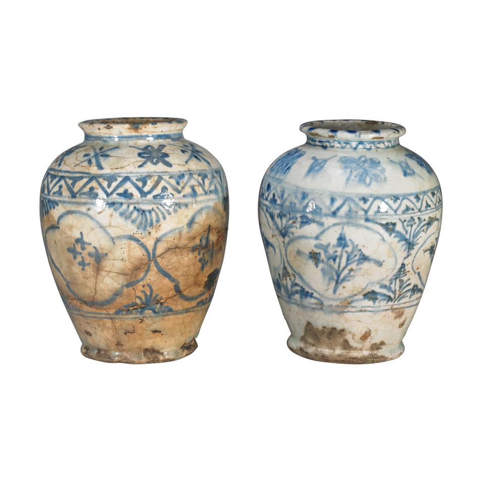 Two Qajar Blue and White Jars, Persia, 18th/19th Century