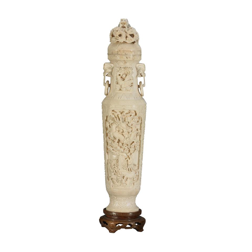 Ivory Carved Vase and Cover