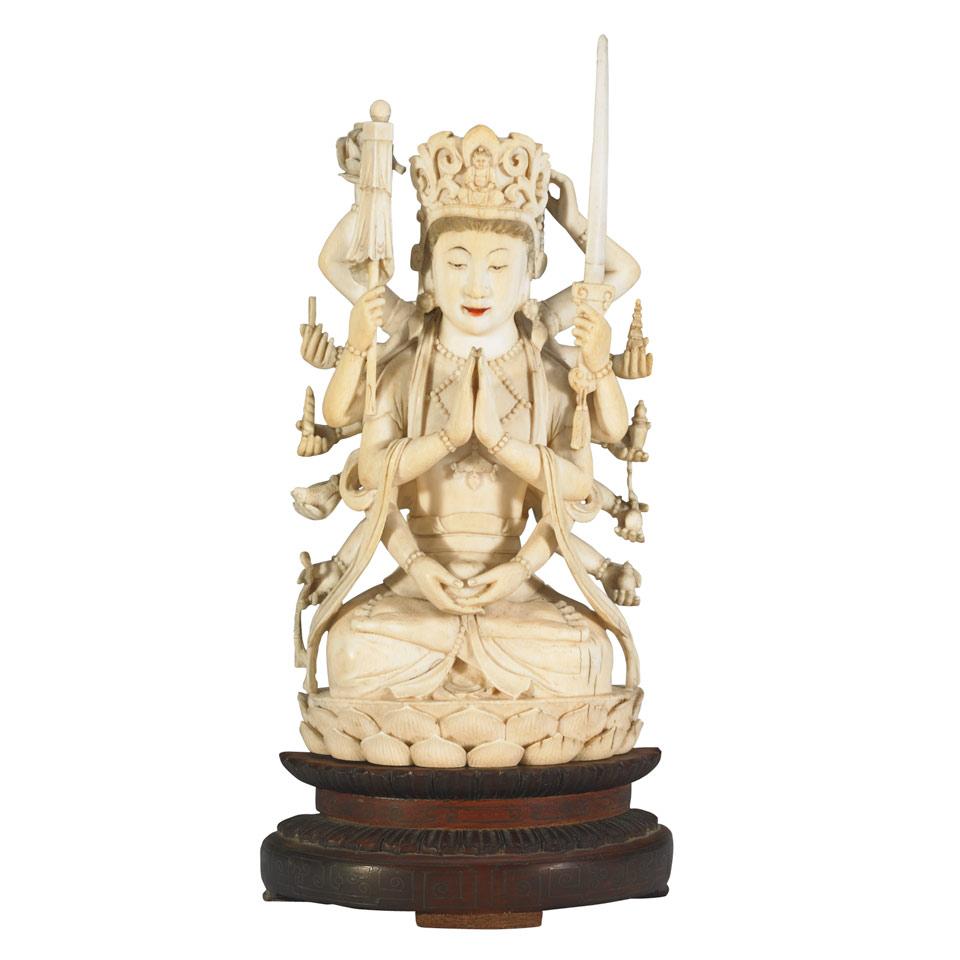 Ivory Carved Multi-Armed Goddess
