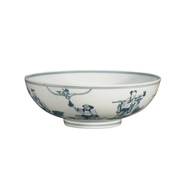 Blue and White ‘Immortals’ Bowl, Qing Dynasty, Daoguang Mark and Period (1821-1850)