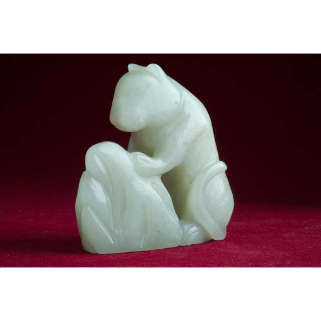 White Jade Model of a Tiger, Early 20th Century