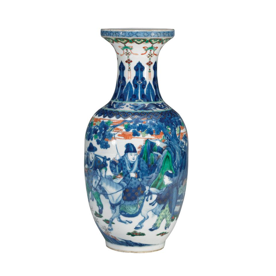 Doucai Figural Vase, Jiaqing Mark, Late Qing Dynasty