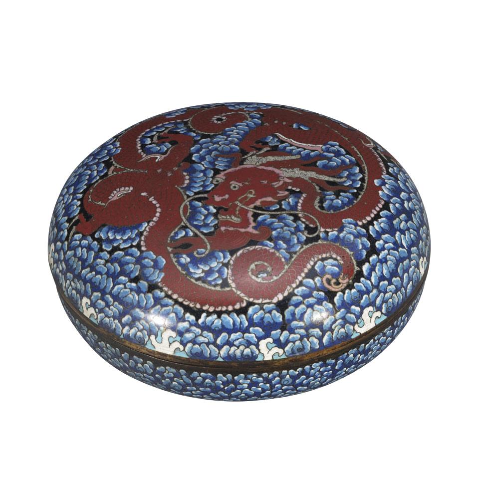 Cloisonné Enamel Dragon Box and Cover, Qing Dynasty, 18th/19th Century
