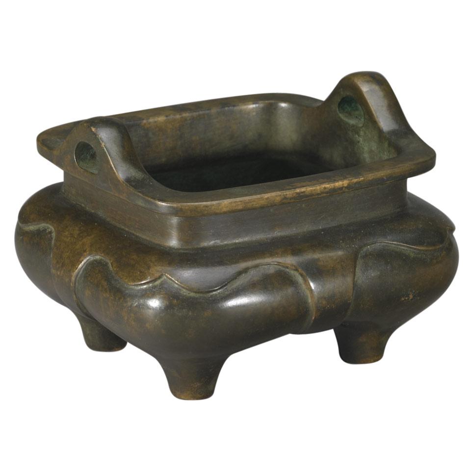 Bronze Scholar’s Censer, Fangding, Ming Dynasty, 16th/17th Century