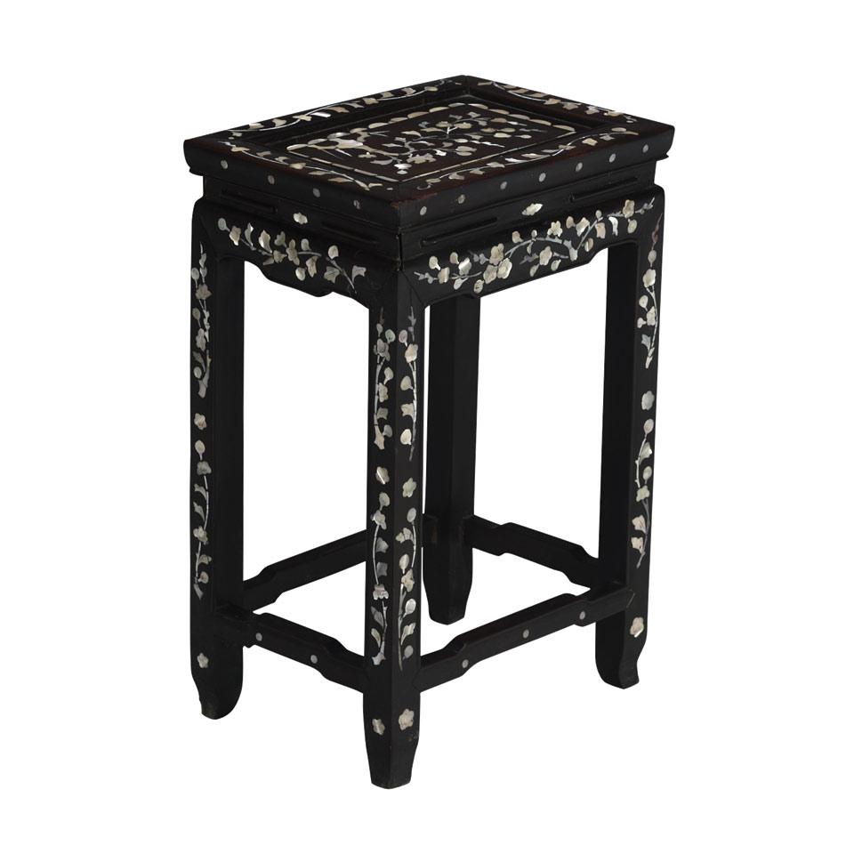 Huali Stool with Mother-of-Pearl Inlay, Qing Dynasty, 19th Century
