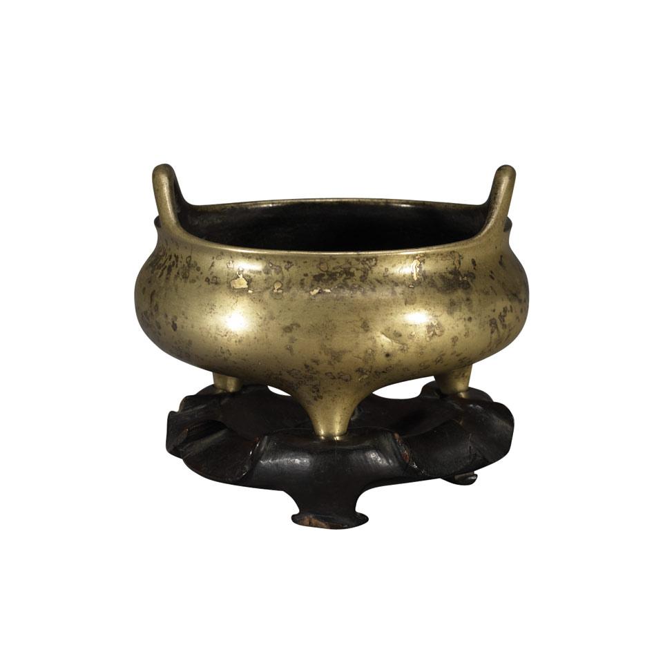 Gold Splashed Bronze Censer, Qing Dynasty, 17th/18th Century