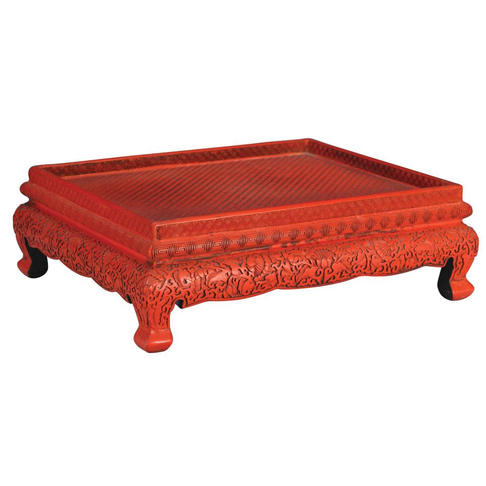 Cinnabar Lacquer Low Stand, First Half 20th Century