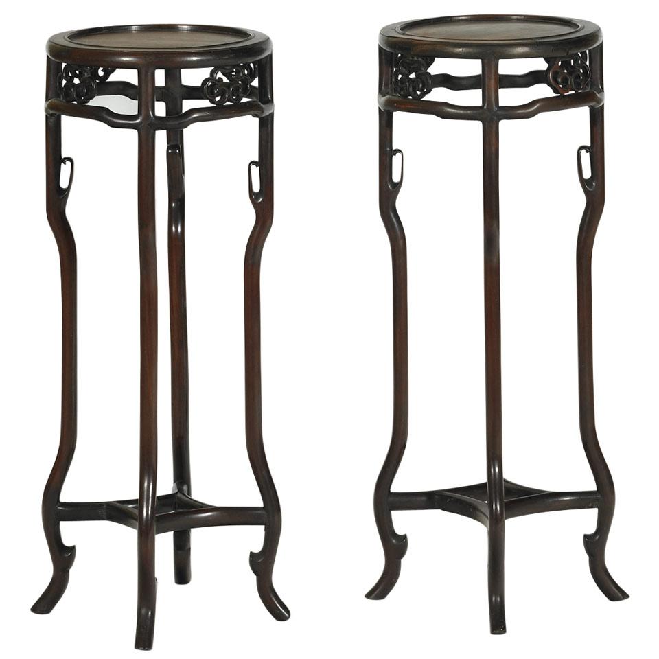Pair of Hongmu Plant Stands, Late Qing Dynasty