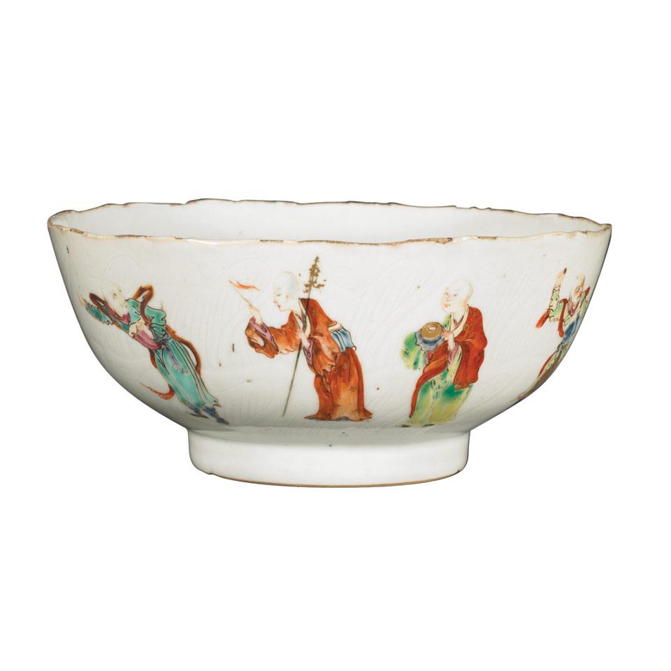 Unusual Famille Rose ‘Lohan’ Bowl, Qing Dynasty, 18th Century