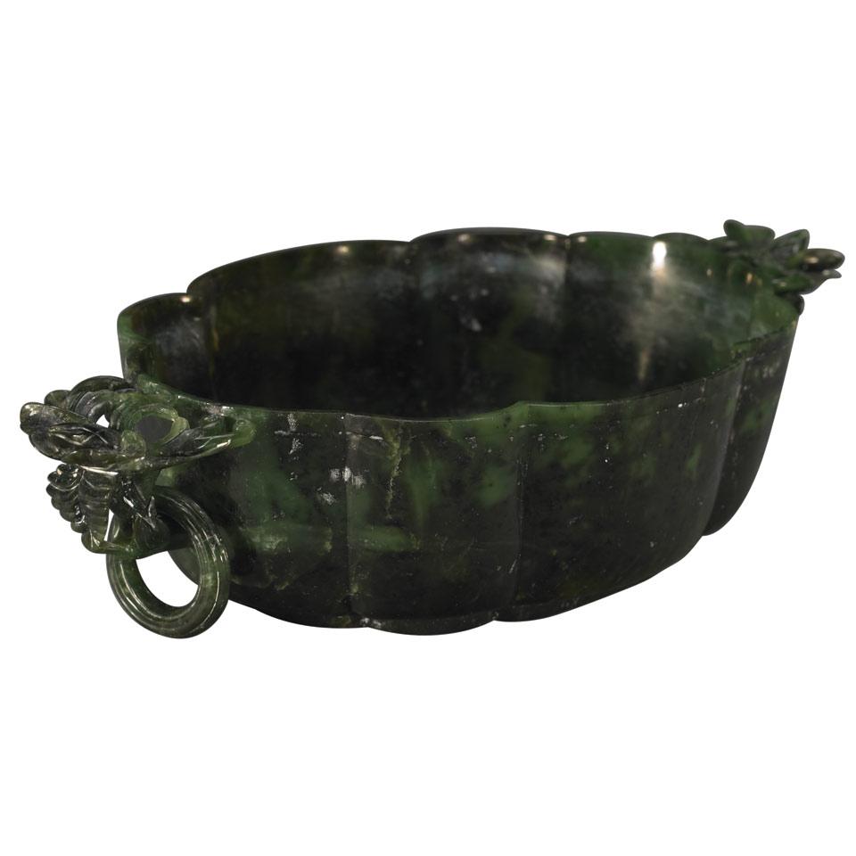 Green Jade Marriage Bowl, Qing Dynasty, 19th Century