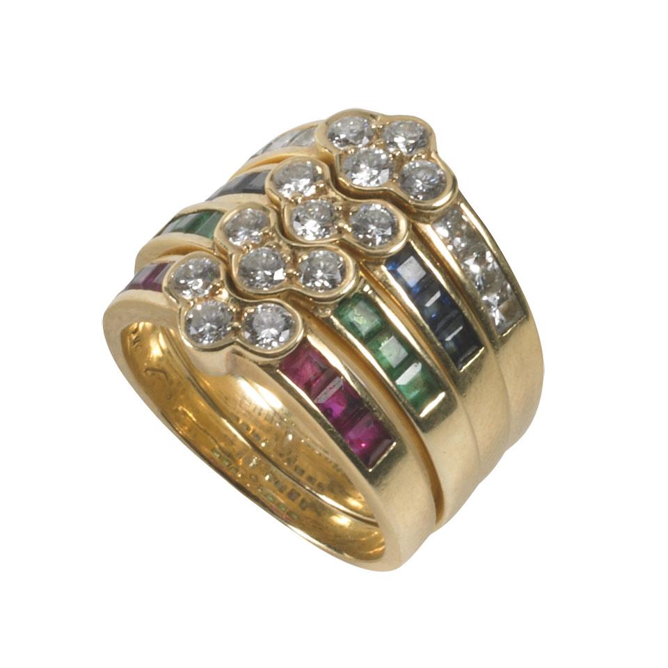 4 Piece 18k Yellow Gold Ring Suite