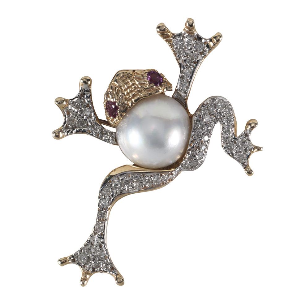 14k Yellow And White Gold Brooch