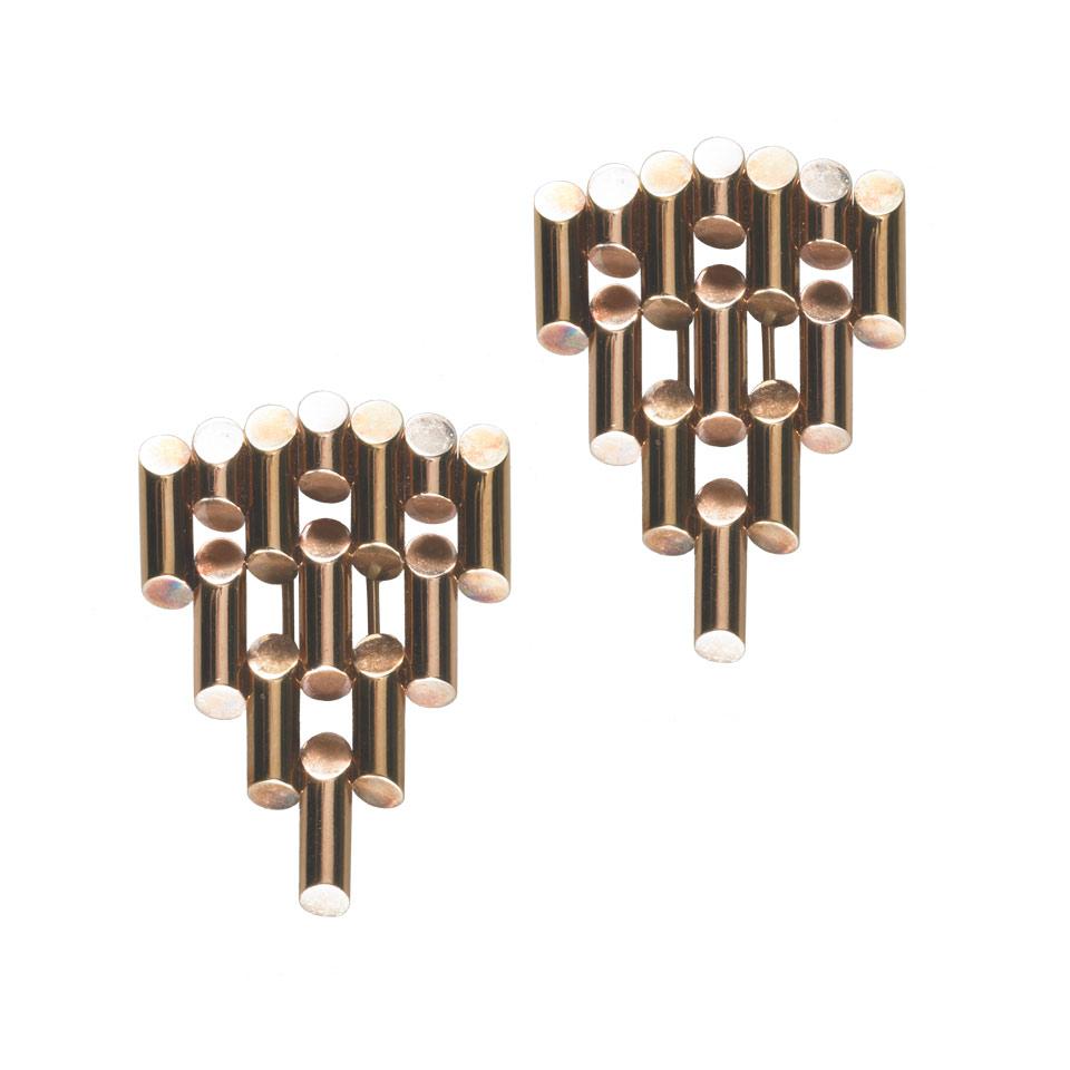 Pair Of 14k Rose Gold Clip Brooches