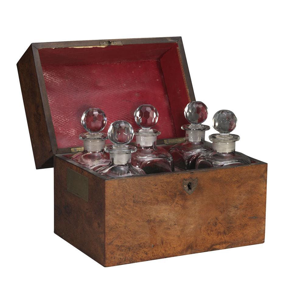 George III Burl Walnut Decanter Box, c.1800