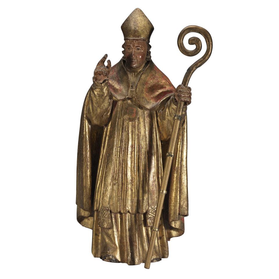 Spanish Carved Figure of a Bishop, early 19th century