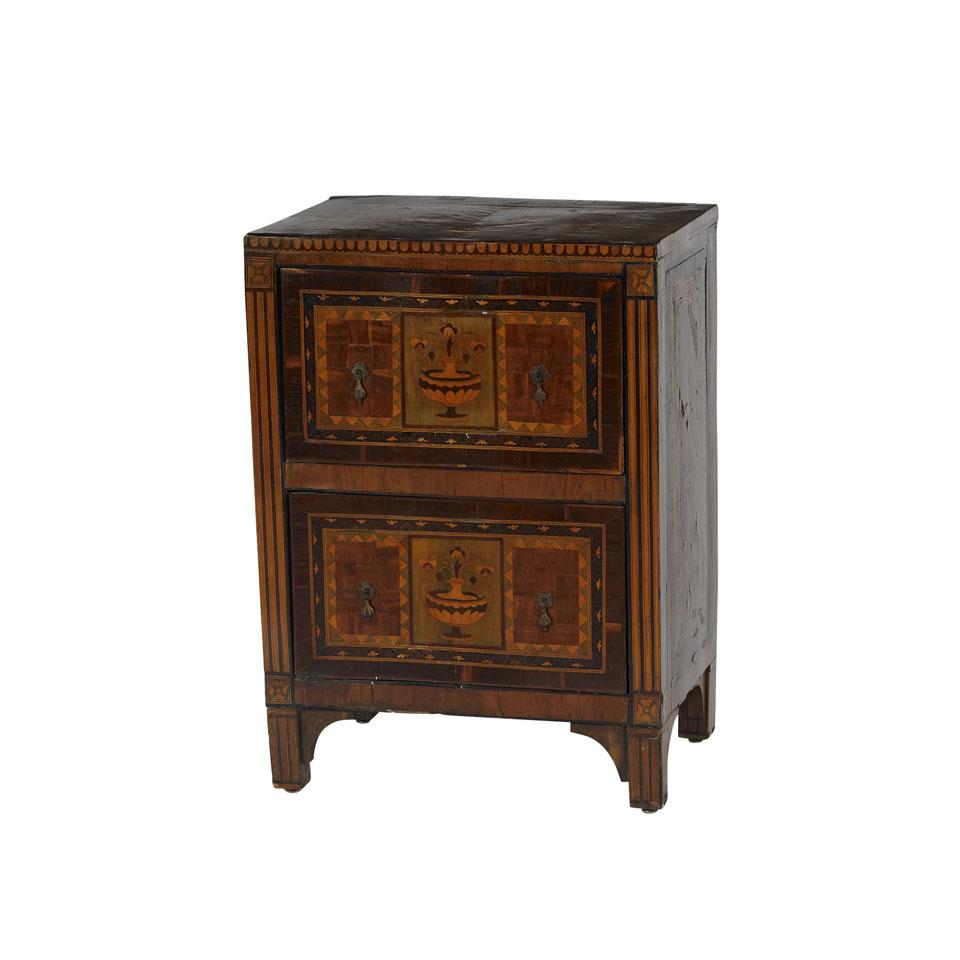 Antique Itallian Marquetry Work Two-Drawer Commode 