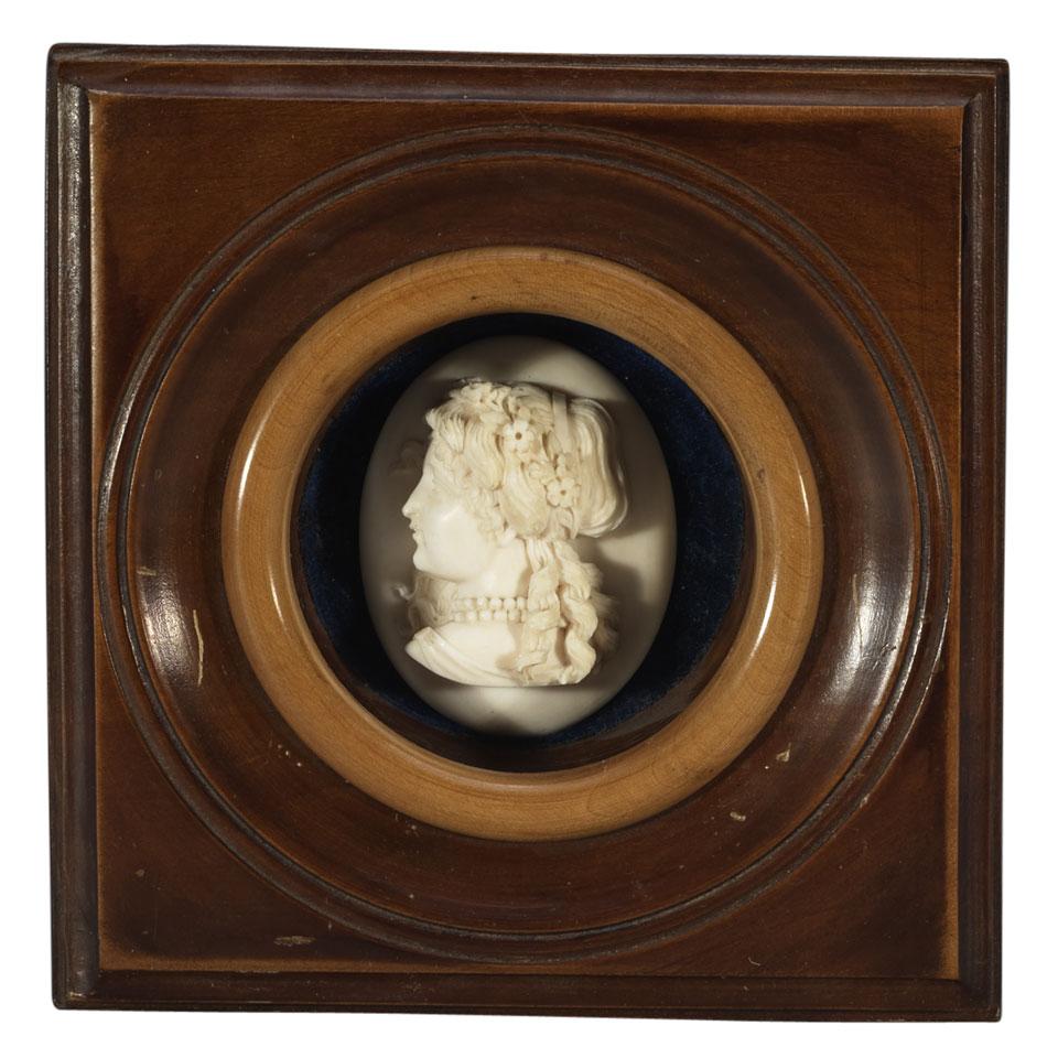 French Carved Ivory Cameo, 19th century