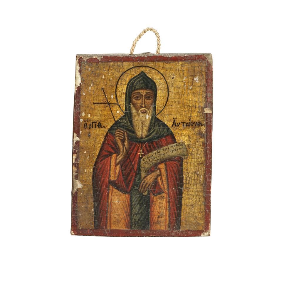 Greek Icon of St. Anthony, 19th century