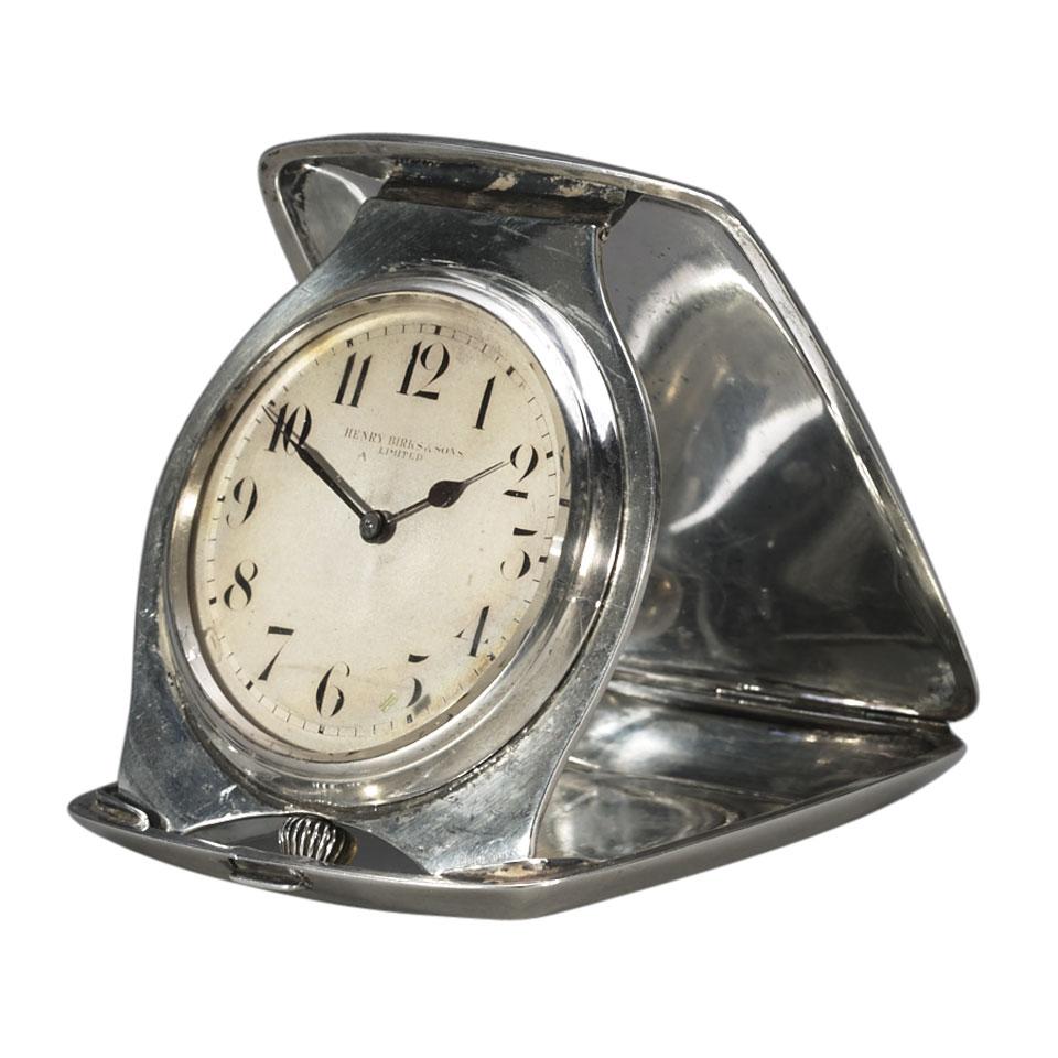 Swiss Silver Travel Clock, Retailed by Henry Birks & Sons, c.1920