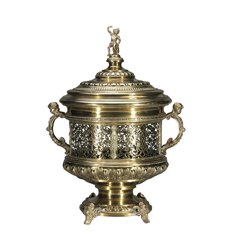 Victorian Pierced Brass Urn Form Coal Hod, late 19th century