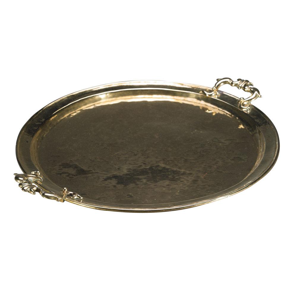 Paul Beau (Canadian, 1871-1941) Hammered Brass Tea Tray, early 20th century