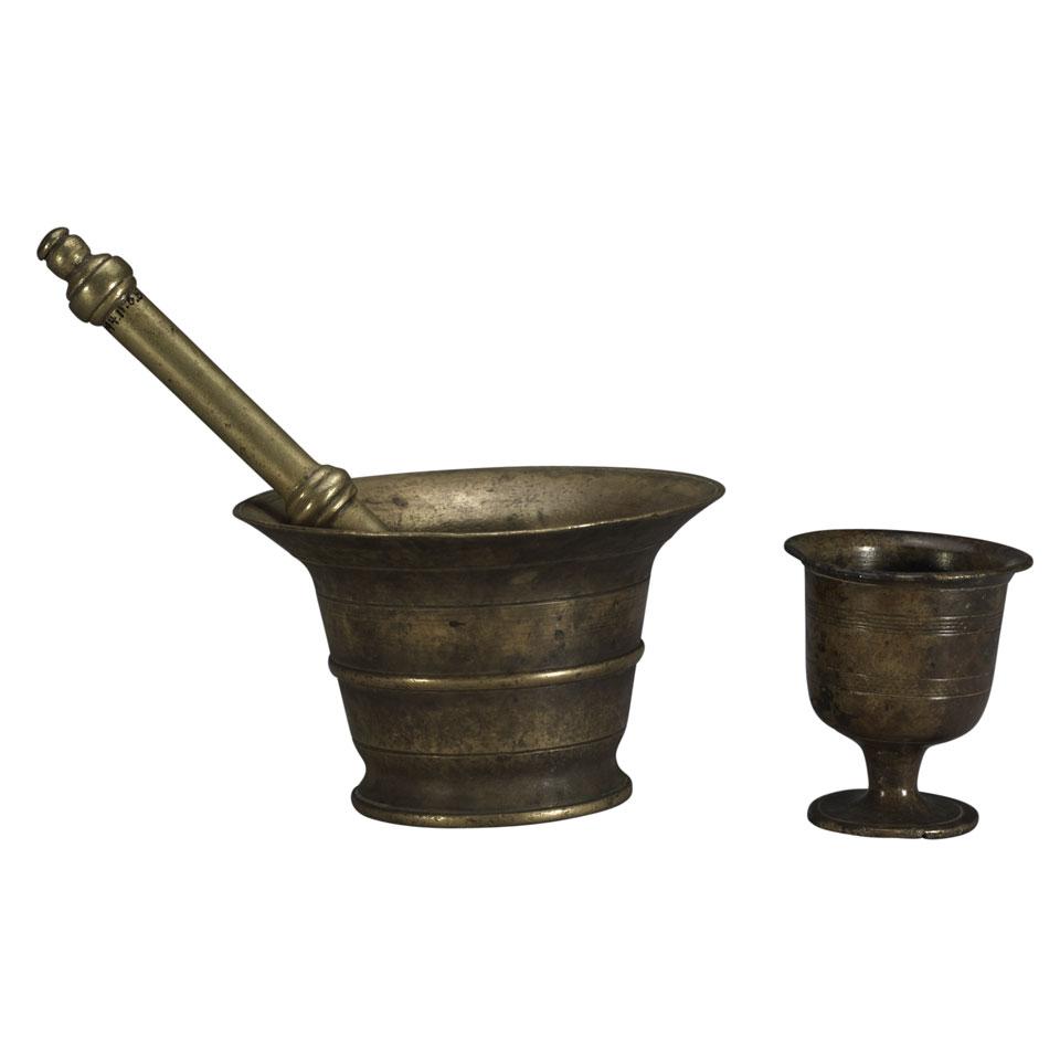 English Bronze Bell Mortar and  Pestle, c.1800