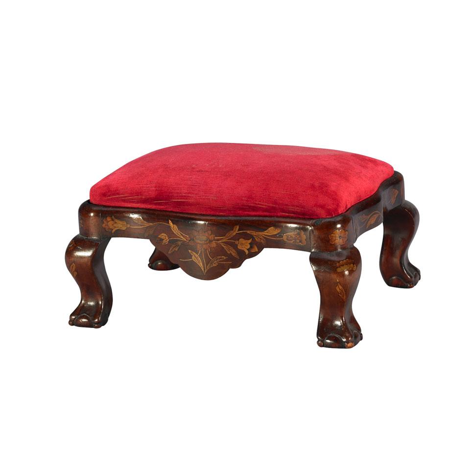 Small Dutch Marquetry Inlaid Footstool