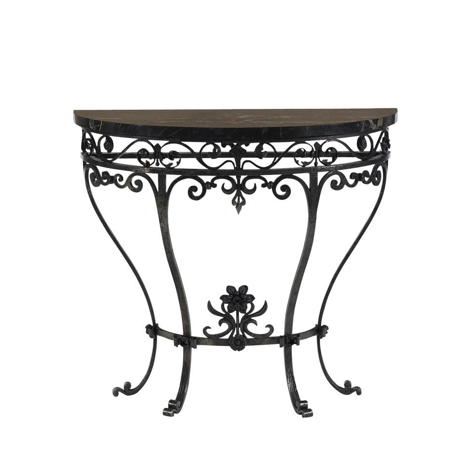 Wrought Iron ‘D’ Shaped Console Table