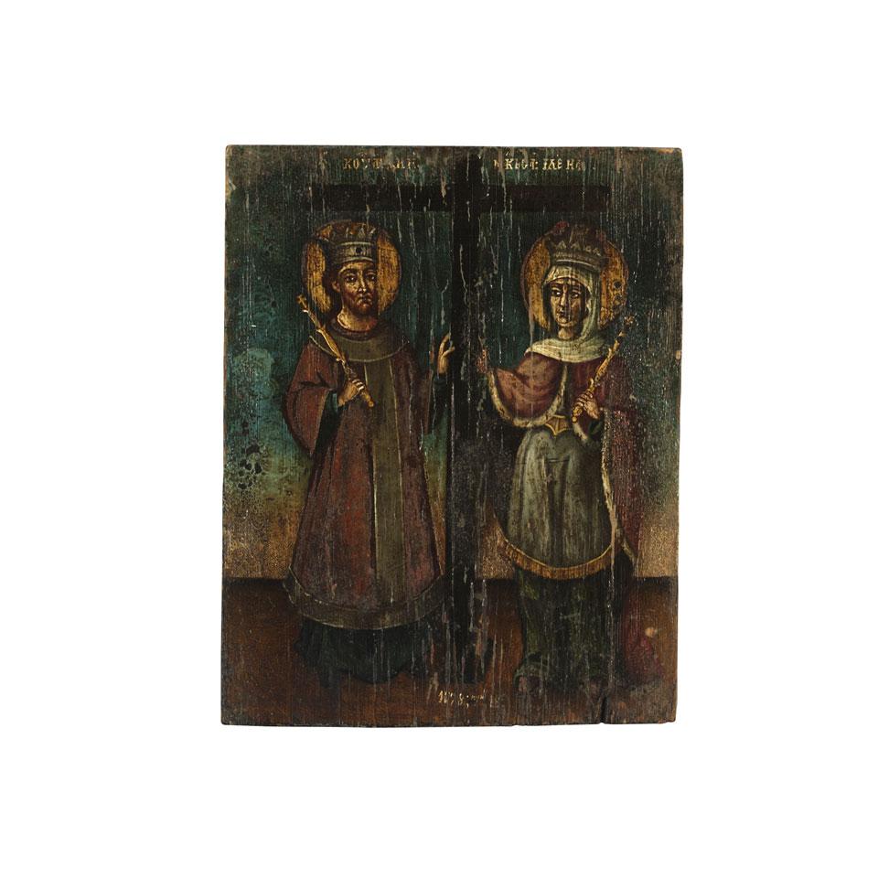 Romanian Icon of St. Constantine and St. Helen, 19th century