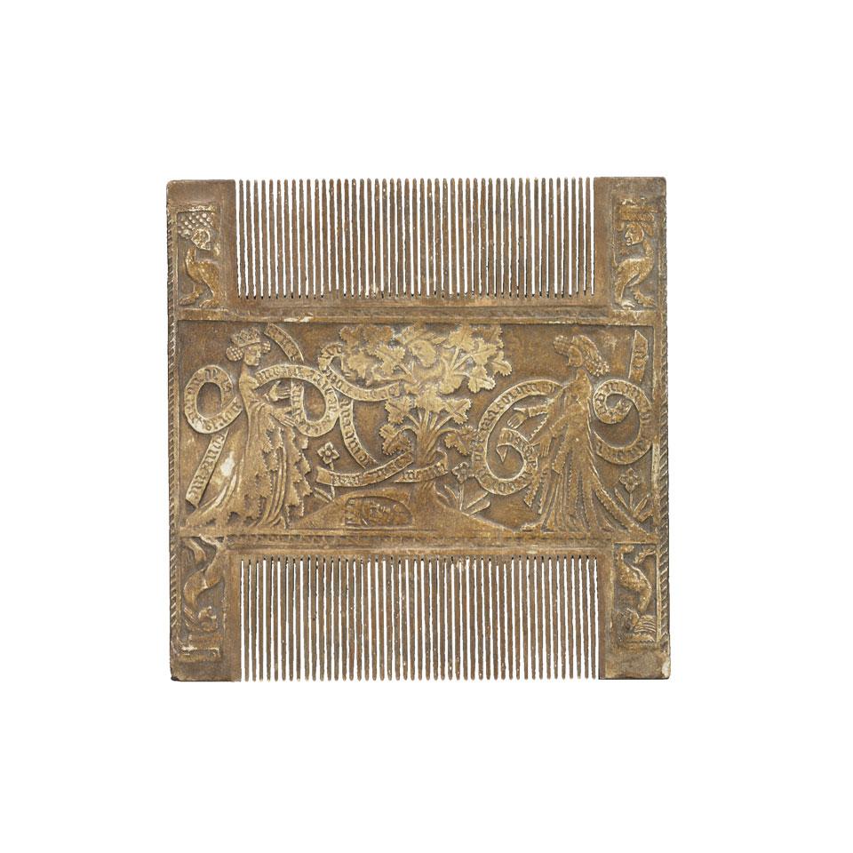 Renaissance Style Boxwood and Gesso Comb, 19th century
