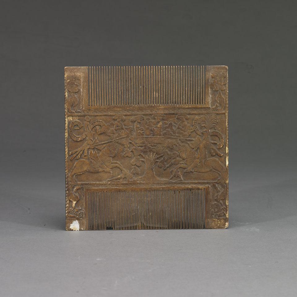 Renaissance Style Boxwood and Gesso Comb, 19th century