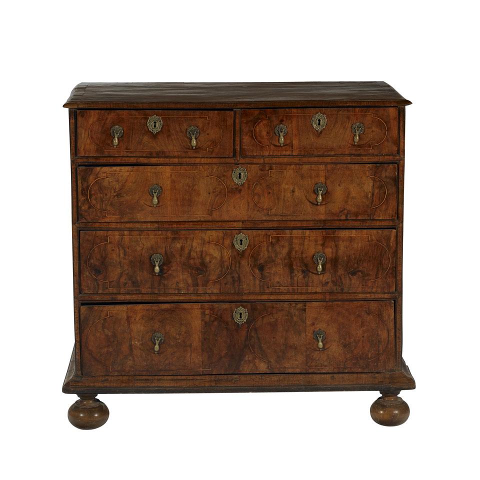William and Mary Crossbanded Walnut Chest