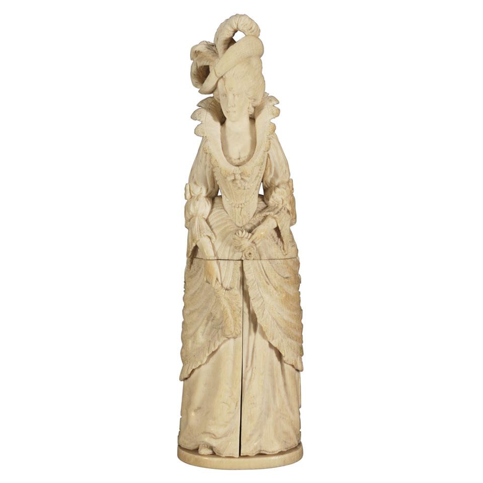 Dieppe Carved Ivory Triptych Figure, 19th century