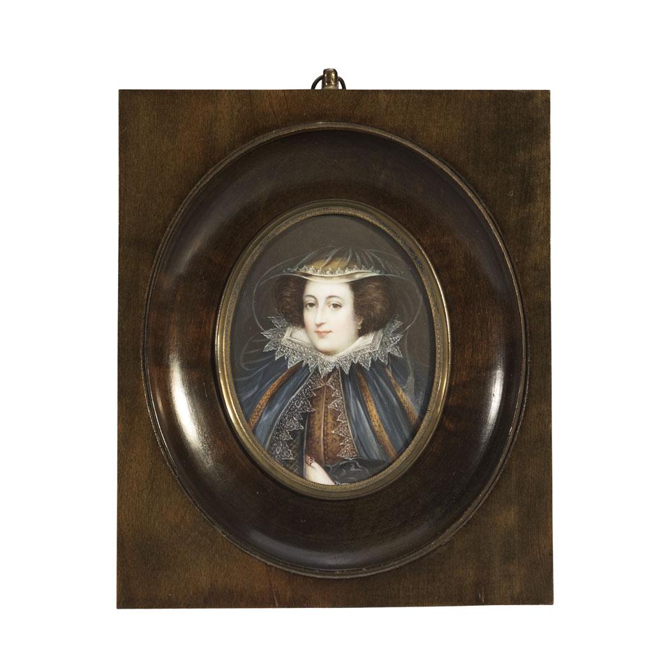 French Portrait Miniature on Ivory, 19th century