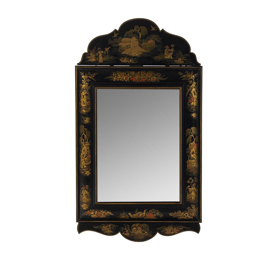 Queen Anne Style Black Japanned Mirror