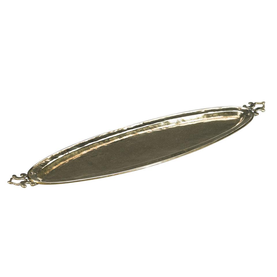 Paul Beau (Canadian, 1871-1941) Hammered Brass Fish Tray, early 20th century